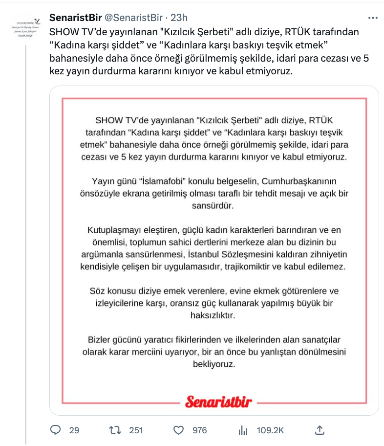 senaristbir den kizilcik serbeti tepkisi gundem oldu